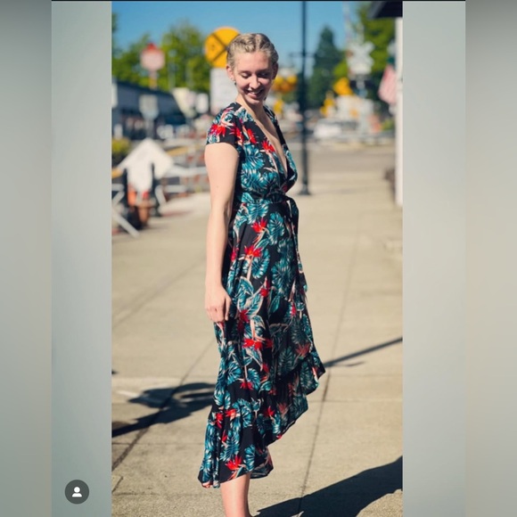 Anthropologie Dresses & Skirts - Anthropologie XIX Palms Ibiza Black Floral Maxi Wrap Dress Bohemian Vacation S